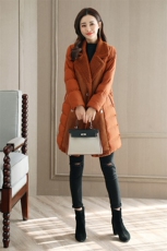 棉衣/棉服纯色双排扣涤纶2020年冬季长袖加厚中长款修身口袋拼接纽扣，女装棉衣/棉服，瑶迪依秀