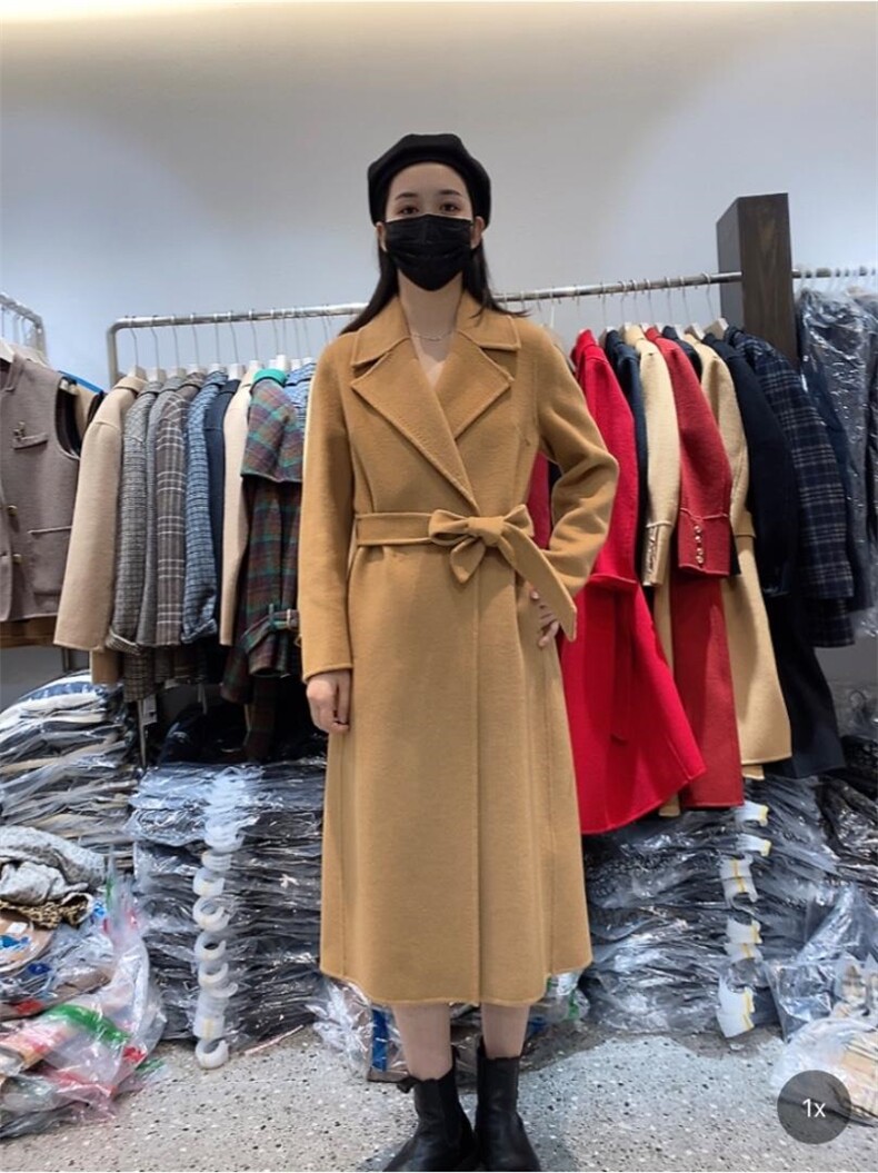 2022新款气质女人味系腰带西装领羊毛双面呢大衣,女装西装,L·H·X