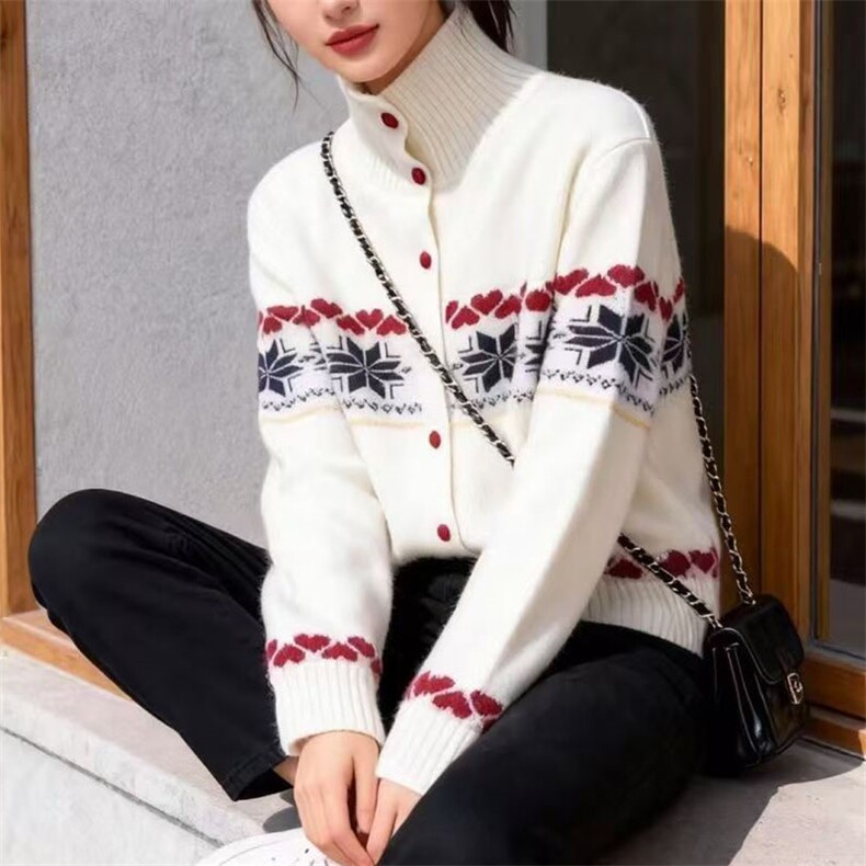 针织开衫女秋冬坑条加厚外套小个子羊毛衫,针织衫/毛衣,萱芳婷羊绒