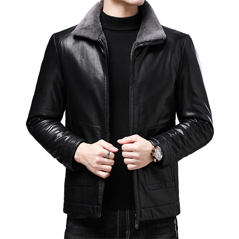 新款休闲皮羽绒服男中青年商务休闲男式爸爸装ZS887-P290,男装羽绒服,电商B212（原钱塘6029）