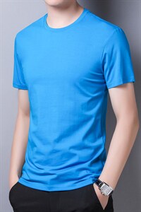 弹力短袖T恤男薄款圆领上衣2023夏季新款中青年男士休闲纯属体恤图片