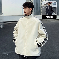特批P55无差价春新潮牌痞帅满天星条纹两面穿男大码夹克外套J2664，男装夹克，电商A001