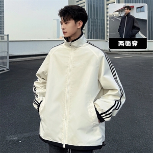 特批P55无差价春新潮牌痞帅满天星条纹两面穿男大码夹克外套J2664图片