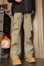 美式机能工装裤子男生春秋季拼接褶皱运动潮牌宽松直筒降落伞兵裤，男装棉衣，电商A001