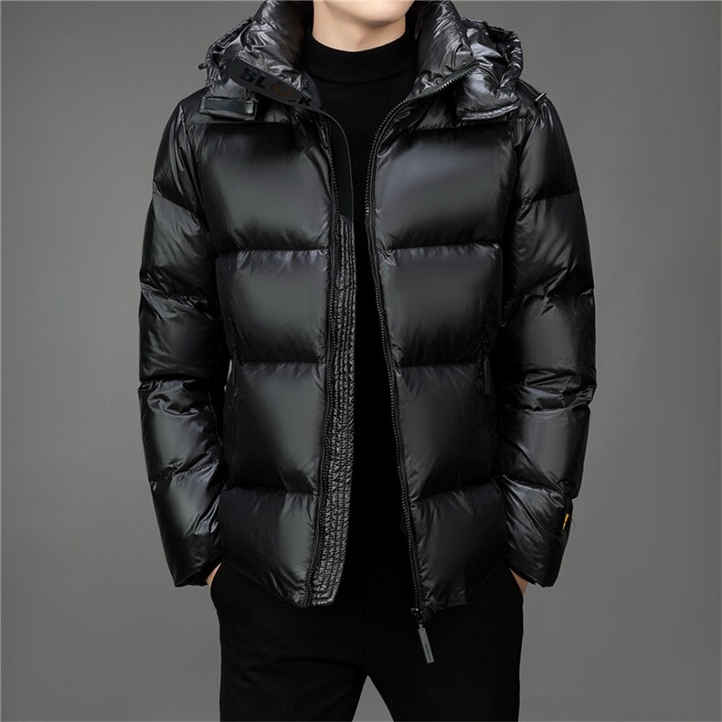 YT5201冬季男士黑金羽绒服外套可脱卸帽子中长款修身灰鸭绒图片
