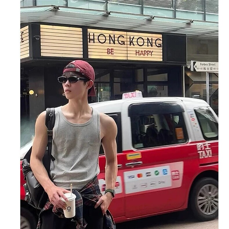 （网图）自产自销240G法罗纹竖条纹夏季纯色无袖背心男短袖T恤,男装背心/马甲,电商C306-1
