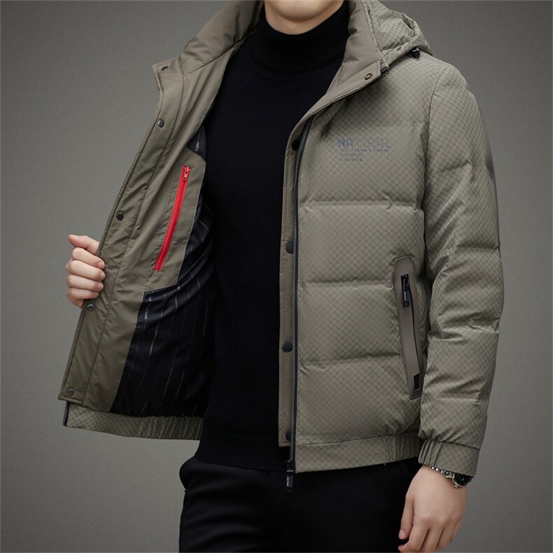 男士羽绒服冬季加厚保暖白鸭绒连帽外套2023新款中年爸爸装上衣,男装羽绒服,电商B212（原钱塘6029）