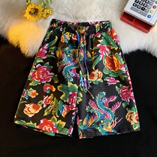 DK2009中性风风男女情侣团队服休闲短裤大花裤沙滩裤东北花，男装牛仔裤，星座115A-1