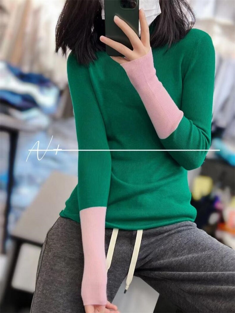 10色羊毛衫打底拼色袖子，其它，M++