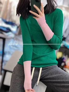 10色羊毛衫打底拼色袖子图片