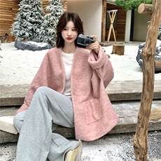 新款出货中粉色夹棉毛呢外套含羊毛2C272-C71-P230K348，女装短外套，2C272