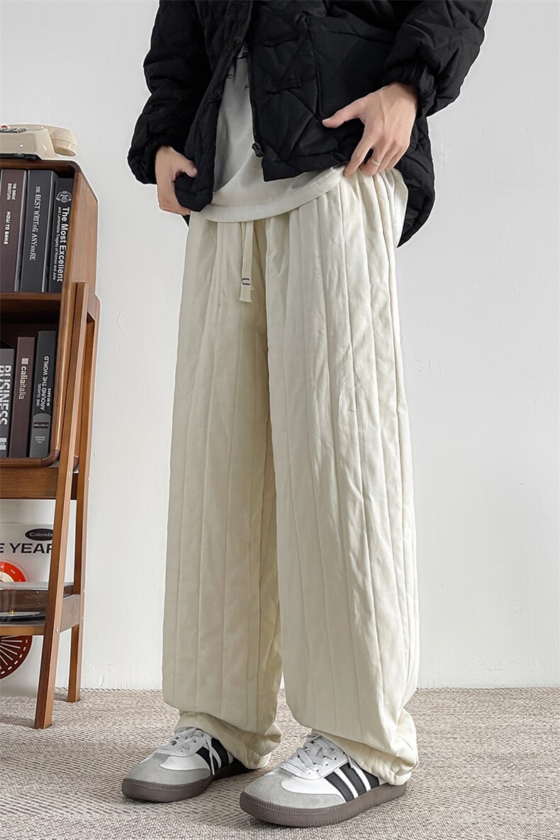 8XL-M加厚夹棉保暖长裤棉麻绗缝竖格休闲裤加棉棉裤K9111P68控88,男装棉裤,电商D206-1