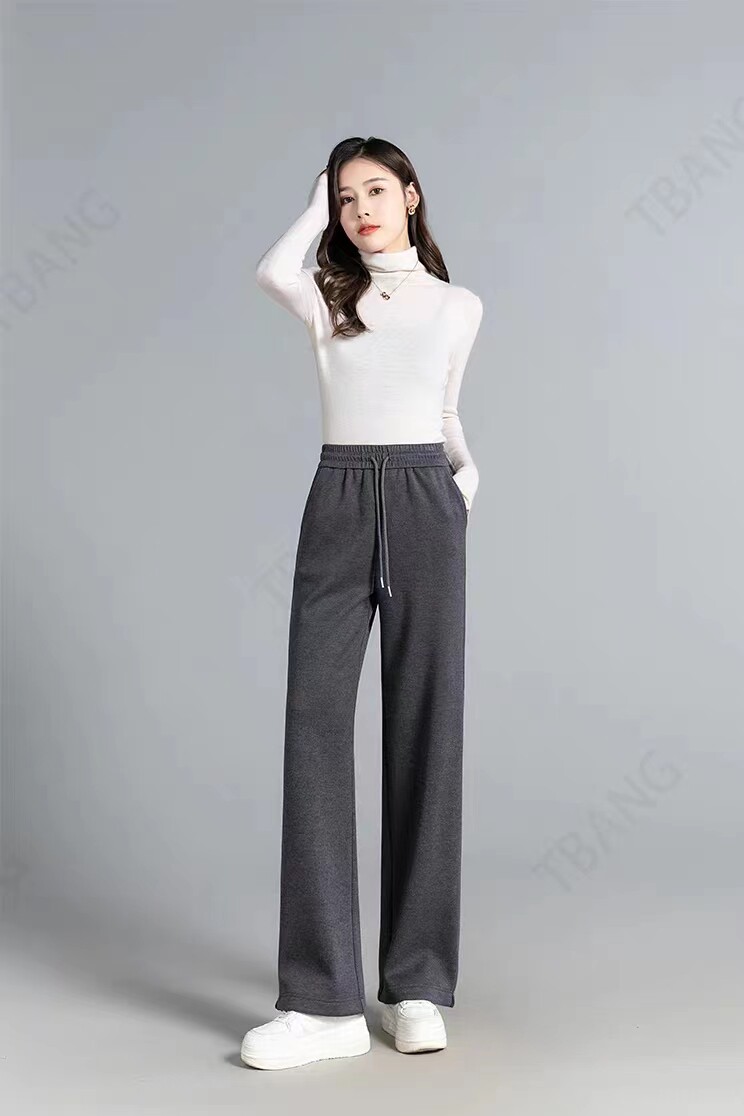 阔腿裤女春秋外穿2024新款高腰垂感休闲坠感,女装休闲裤,羿纯羊绒