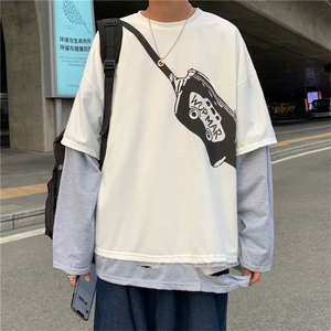潮牌挎包个性印花假两件卫衣ins高街宽松情侣休闲百搭  T701-P30图片