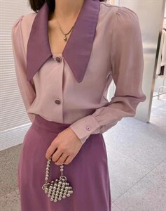 8025 玫瑰花扣衬衣 紫色今年很爆呀,其它,书房里