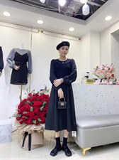 秋季新款毛线拼接连衣裙，女装连衣裙，时尚秀衣阁