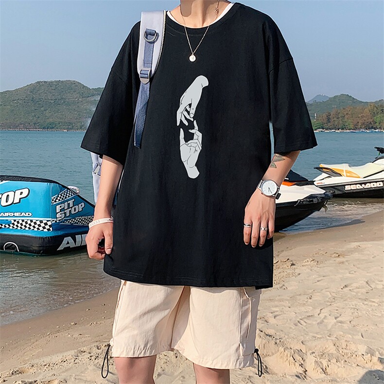DX17147-P20纯棉短袖t恤男大码半袖打底衫宽松体恤衫港风,男装T恤,电商A040