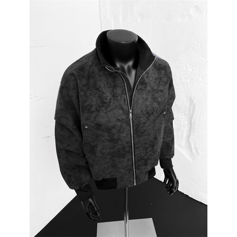 春季抖音得物品质扎染PU皮衣立领雾面皮夹克外套男6158-TP43,男装夹克,星座207