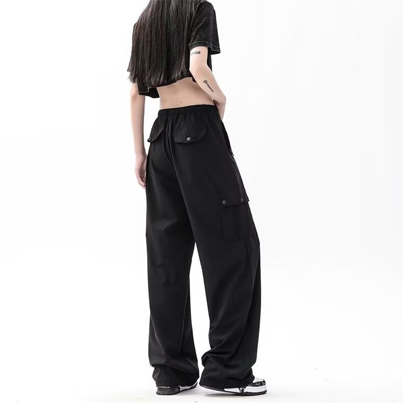 工装裤女夏季新款高腰直筒美式休闲设计感宽松运动裤男BK733-P45,男装休闲裤,星座1008