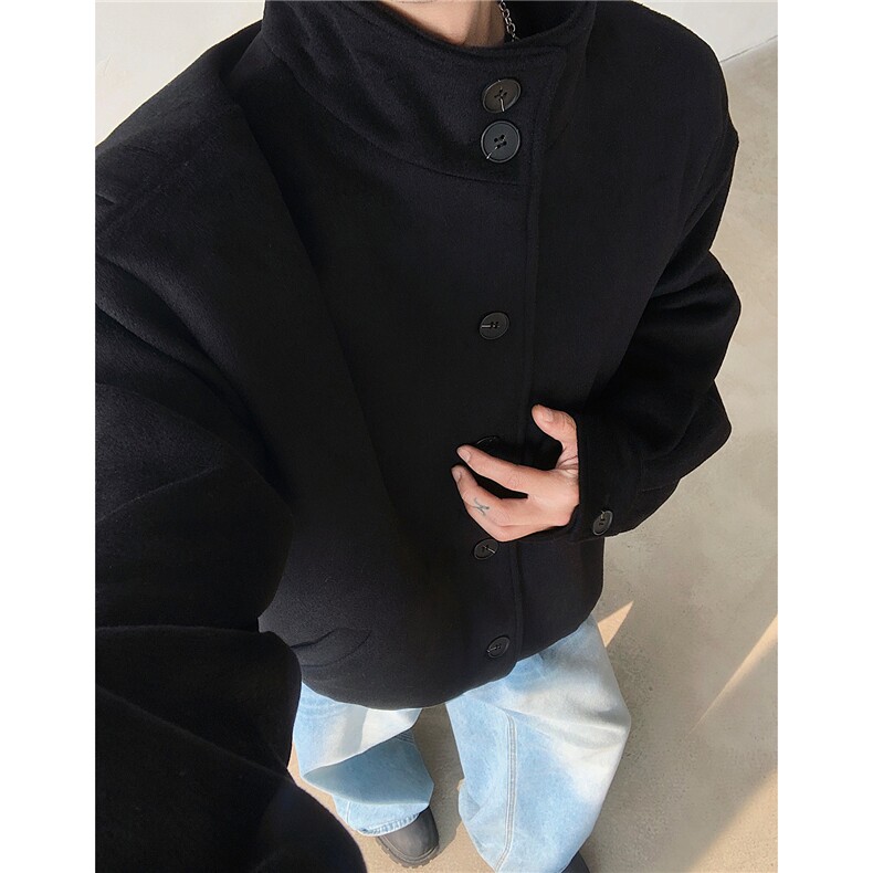 冬季高级感立领毛呢外套韩版潮流夹克ins痞帅棉服上衣 D383 P108图片