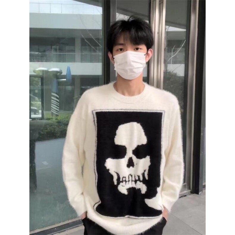 【有货】7138HH-特P50水貂绒骷髅头毛衣男圆领针织衫外套秋冬季,男装针织衫/毛衣,星座1007（原301D）