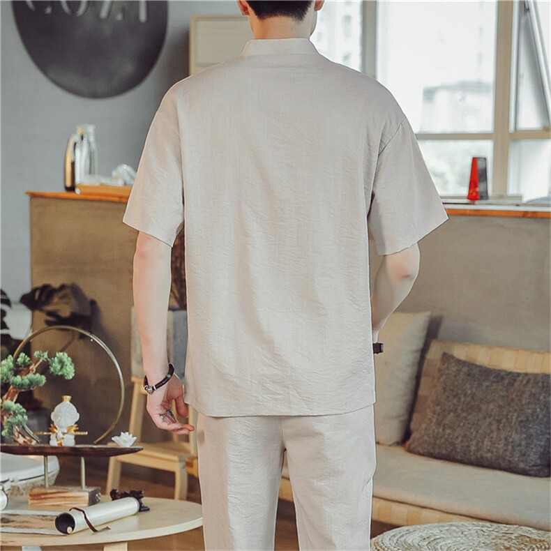 夏季套装男士两件套风复古唐装名族风T恤A334-TZ026-P60,男装民族服装,电商B339(原A334）