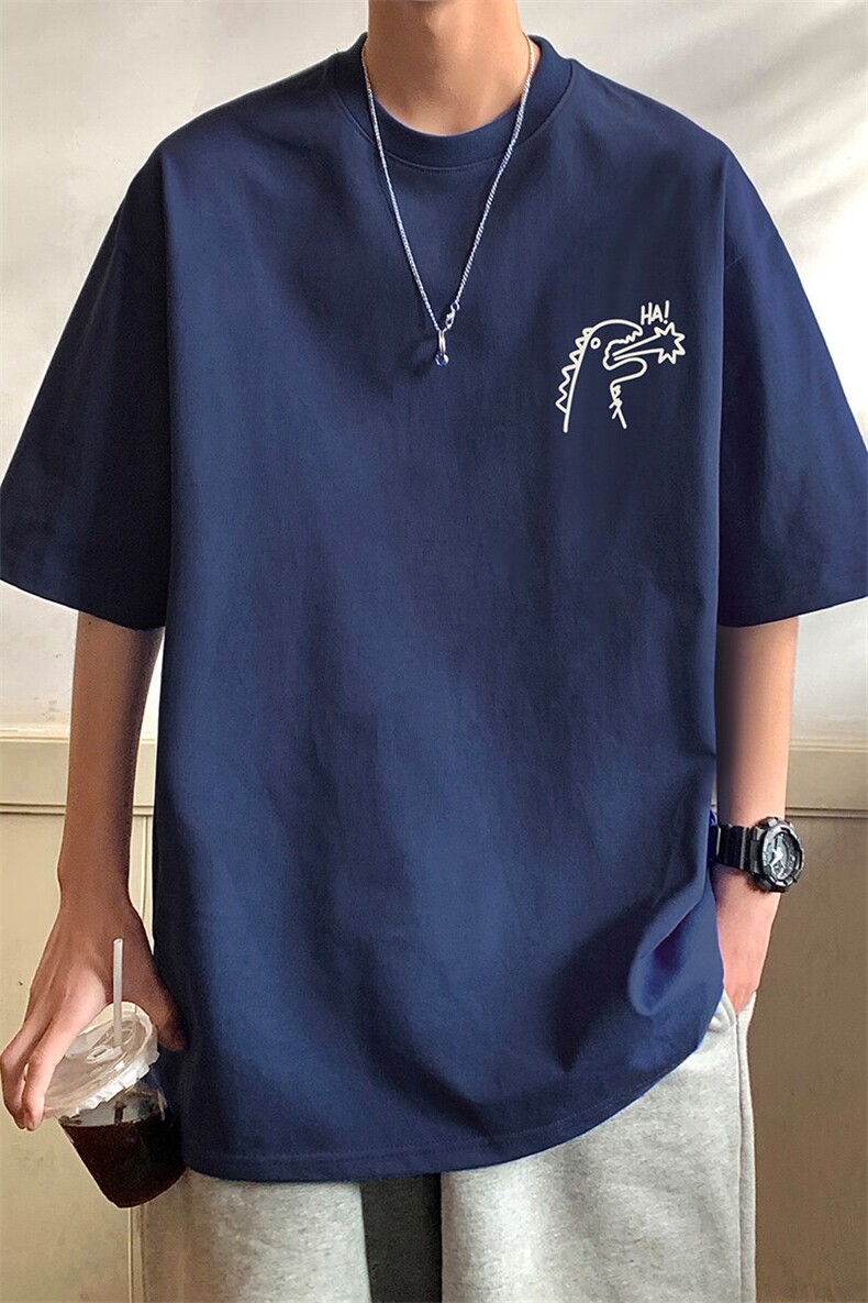 T739大码宽松纯棉运动圆领体恤衫oversize短袖T恤男重磅T,男装T恤,星座304A-1
