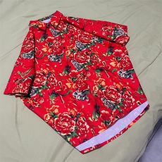 D1男女中性风东北大花短袖衬衫衬衣外套民族风汉服团队服，男装T恤，星座115A-1