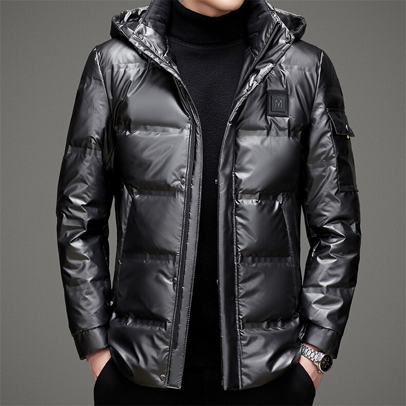 秋冬季男士时尚休闲羽绒服保暖外套2023新款中年商务纯色连帽上衣,男装羽绒服,电商B212（原钱塘6029）