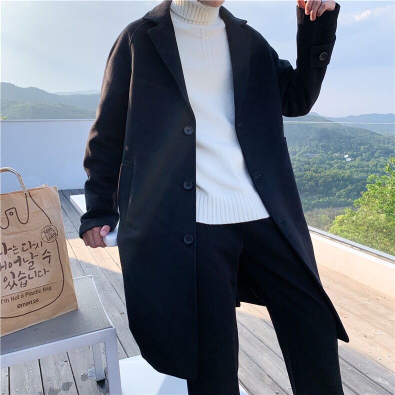 呢子大衣男中长款过膝春秋季高级感潮牌2025新款痞帅毛呢风衣外套，男装毛呢大衣，电商A141