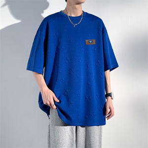 T903 P35 光影墙 华夫格重磅350克小熊提花休闲高级感男士短袖T恤图片