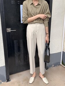 〖现货〗 西装裤秋冬新款九分高腰直筒款图片