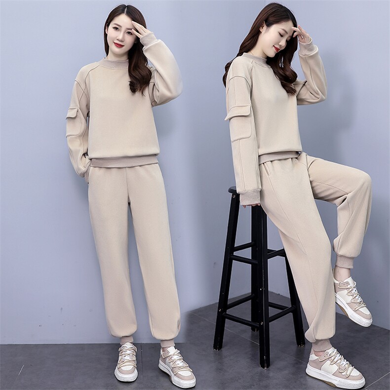2024新款秋冬加绒加厚时尚度套装开衫,女装运动套装,凯瑟曼