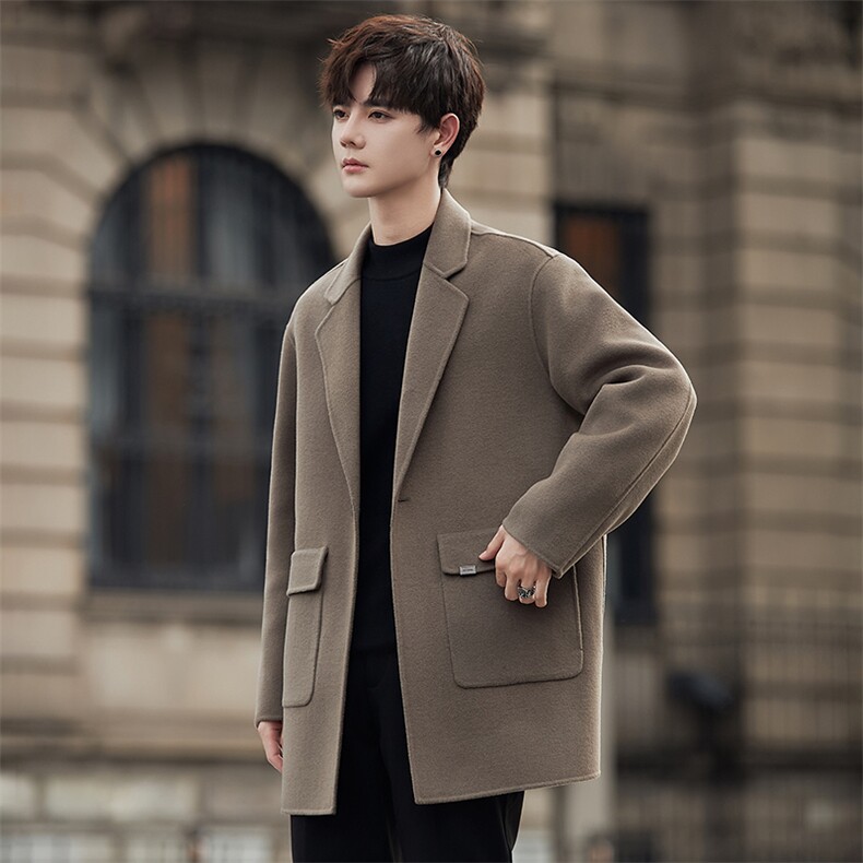 2025新款大衣秋冬韩版修身长款双面呢大衣风衣F9038P240，男装风衣，电商A355（原A415）