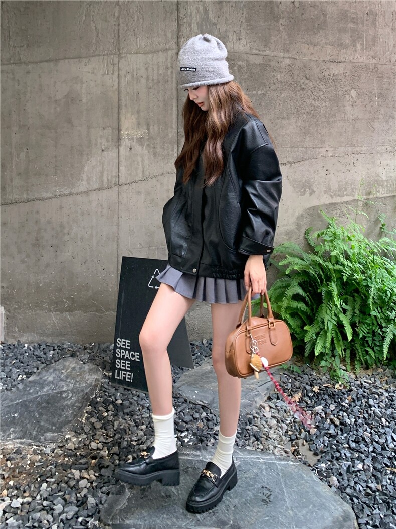 现货休闲宽松复古机车服上衣ZB200-27011-P125-K178,女装皮衣,浙宝200