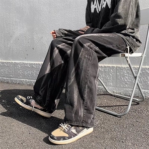 牛仔裤男秋冬直筒宽松阔腿休闲长裤K417P35图片