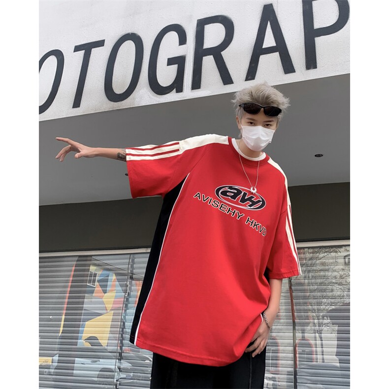2024夏季新款条纹宽松T恤男美式复古潮牌短袖体恤 现货 T1722-P39图片