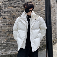 白色假两件羽绒棉服男冬季高级感痞帅外套美式立领面包服p98，男装棉衣，电商C307