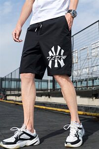 夏季透气薄款休闲短裤五分裤宽松紧腰大裤衩模图案图片