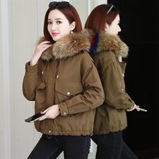 2024时尚连帽抽绳抽绳棉风衣休闲连帽棉风衣休闲百搭潮流棉衣，女装棉衣/棉服，琦鑫阁（原依鑫阁）