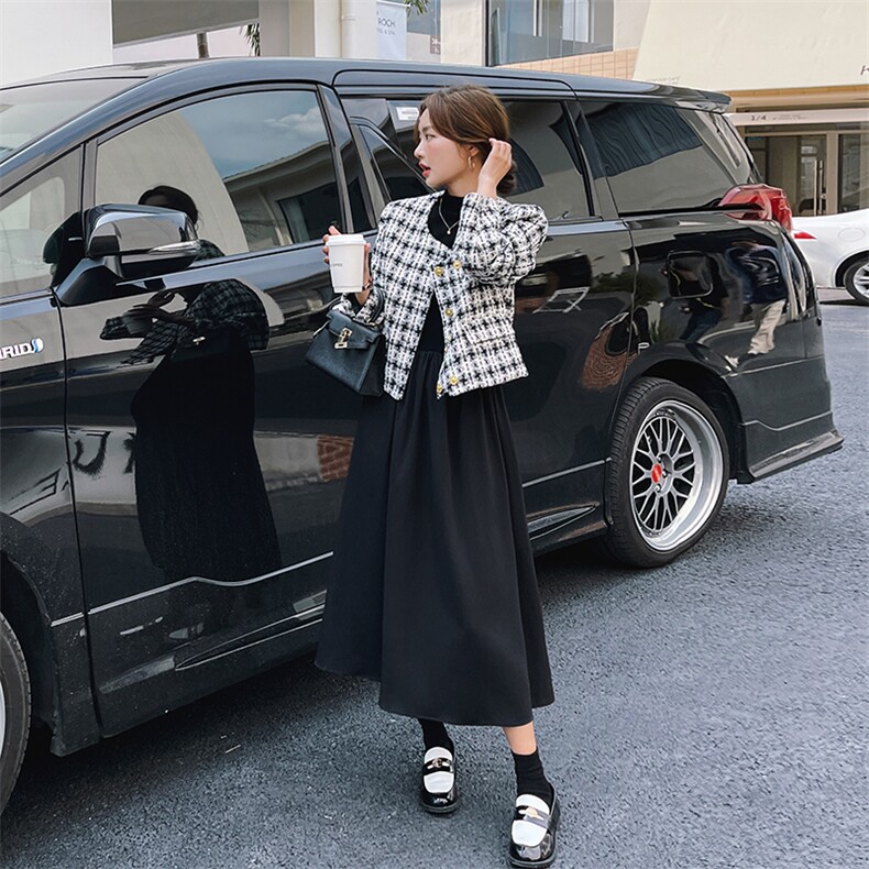 【现货】小香风呢外套+高领连衣裙套装p155k218-6123-2C210,女装套装/套裙,2C210
