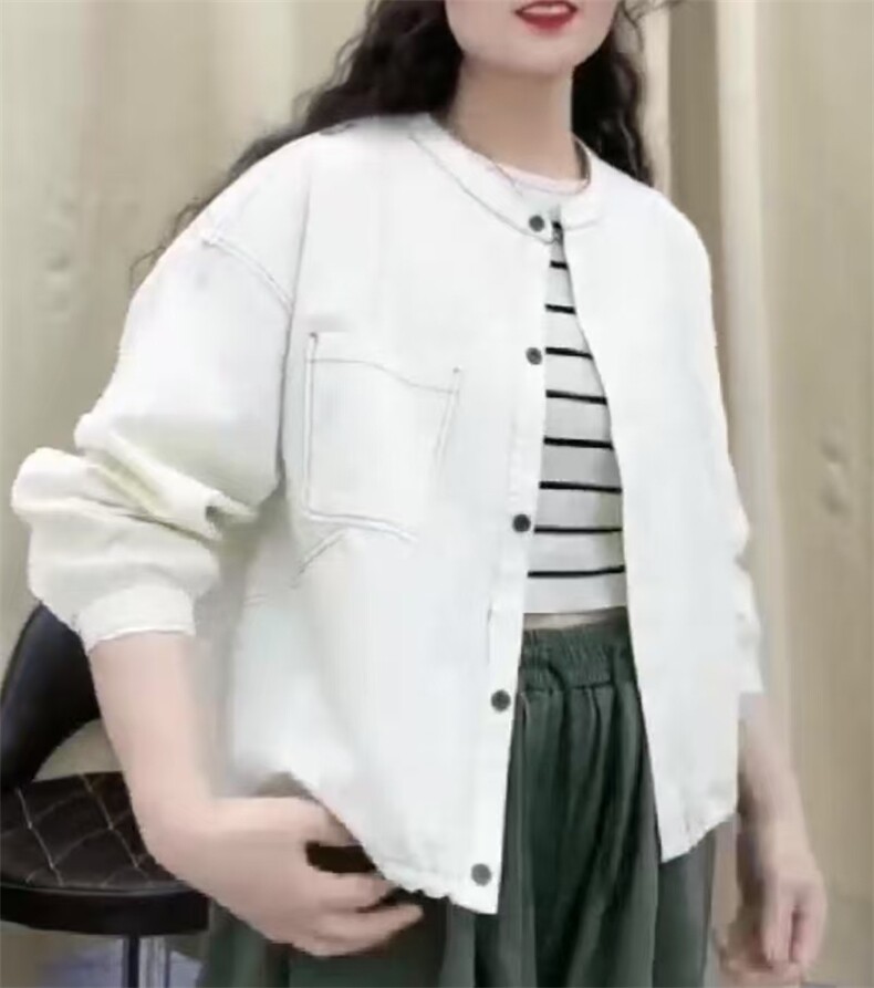 2025简约百搭水洗单兜明线外套,女装衬衫,湘姗