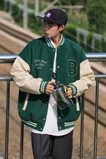 2022主推秋装pu皮拼接毛巾绣棒球服夹克外套潮G1016P108男，男装夹克，电商A339