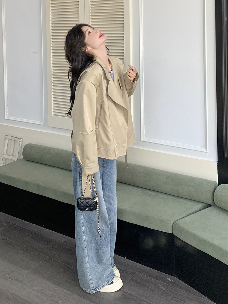 明星同款气质短款外套女春秋2025新款英伦风设计感小个子时尚风衣,女装短外套,浙宝220