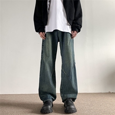 xz905-2-N8093#P55-（控88）美式高街宽松阔腿牛仔裤，男装牛仔裤，星座905-2