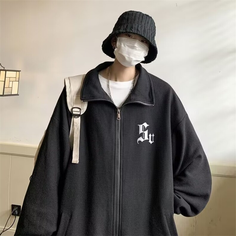 高级感外套男春秋卫衣外套潮牌翻领高街宽松休闲衣服WY415/P40,女装短外套,星座506