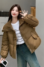 【新款现货】针织翻领短款90白鸭绒洋气羽绒服3169款P275K378，女装羽绒服，2C316