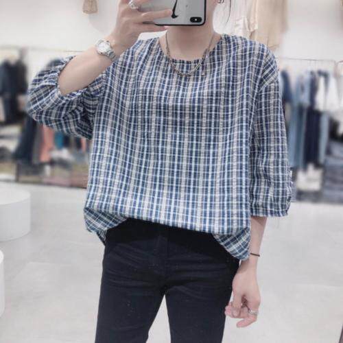 后小漏背格子上衣，女装，魅力布梵