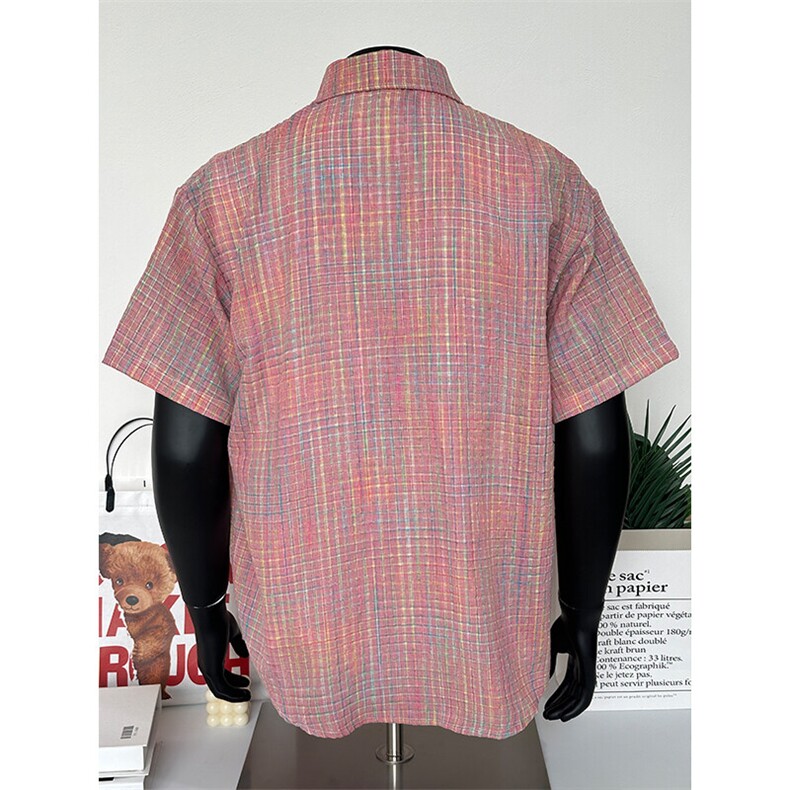 短袖衬衣男夏季新品港风宽松大码青年格子衬衫假模CS282-P35,男装衬衫,星座301C-5