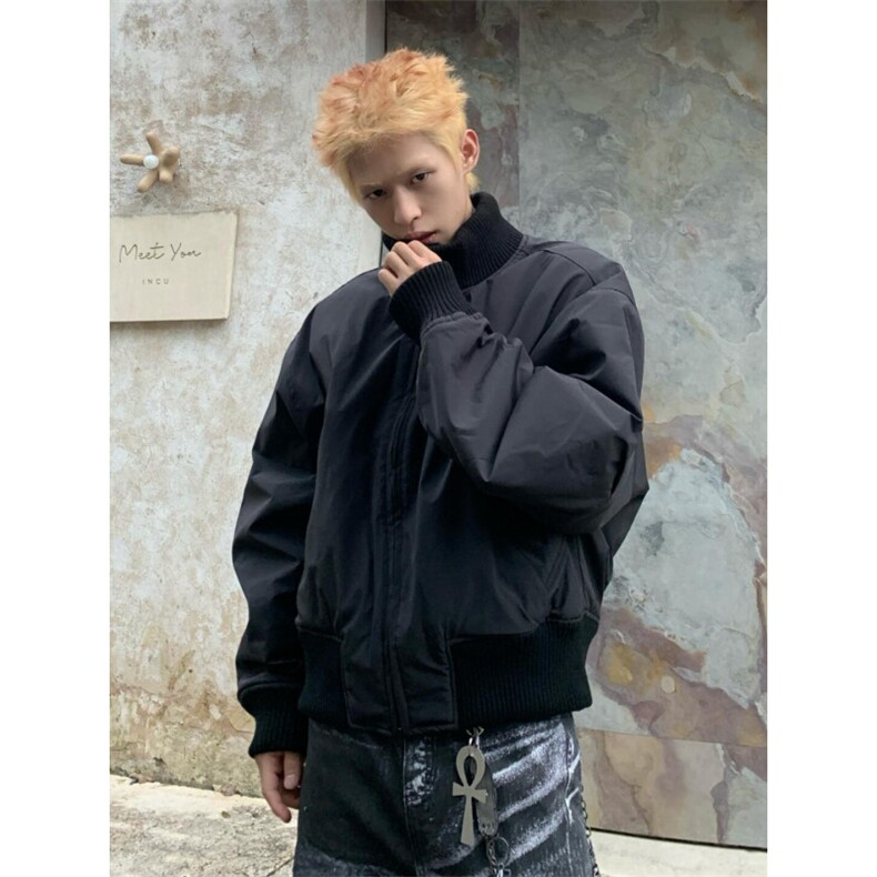 MF06-特P90 美式高街立领棒球棉服飞行夹克棉衣短款外套男图片